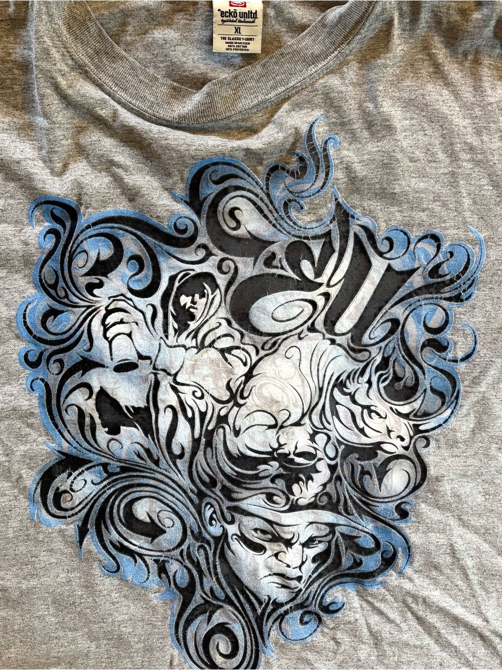 VTG Ecko Unltd Graffiti Graphic Tee Gray Size XL Y2K Skater Hip Hop Streetwear
